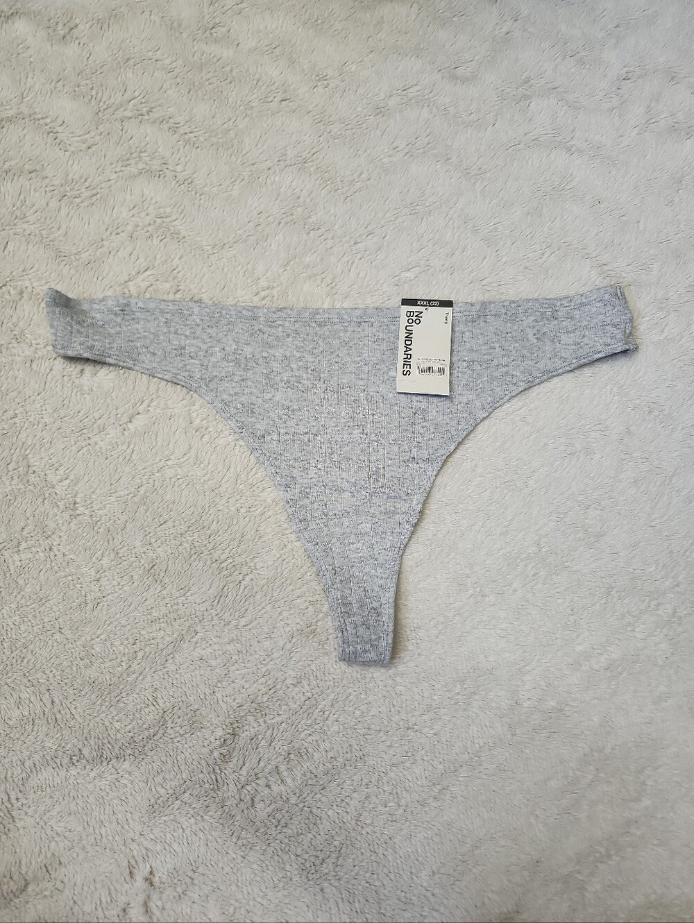• NWT No Boundaries Pointelle Cotton Thong Panty Size XXXL Light Heather Grey